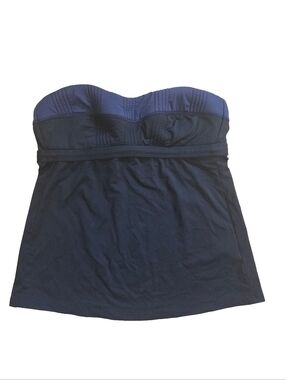 Athleta Shirrendipity Bandeau Navy and Black Tankini Swim Top Women's Small